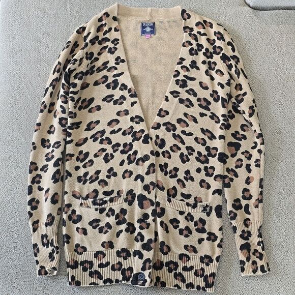 Victoria's Secret Pink Brown Tan Cheetah Print Cardigan - Size Medium - Picture 1 of 15